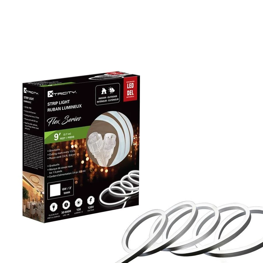 Xtricity Bande del flexible 9'x0.8mm/6W -3'/120V/5000k Blanc Intérieur et Extérieur