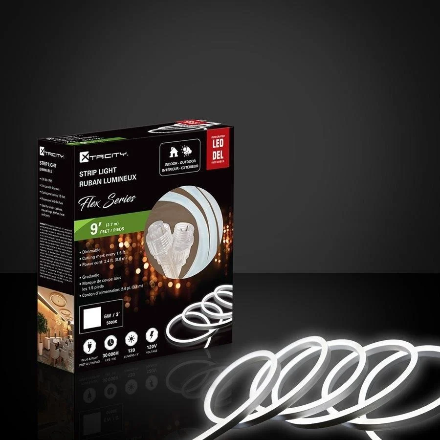 Xtricity Bande del flexible 9'x0.8mm/6W -3'/120V/5000k Blanc Intérieur et Extérieur