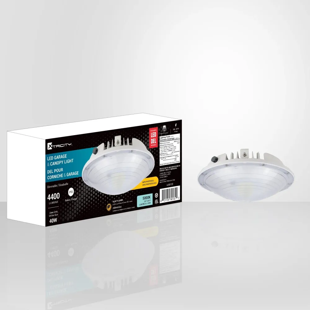 Xtricity - Éclairage DEL pour Corniche ou Garage, 4400 Lumens, 40W, Photocellule, 5000K Lumière du Jour