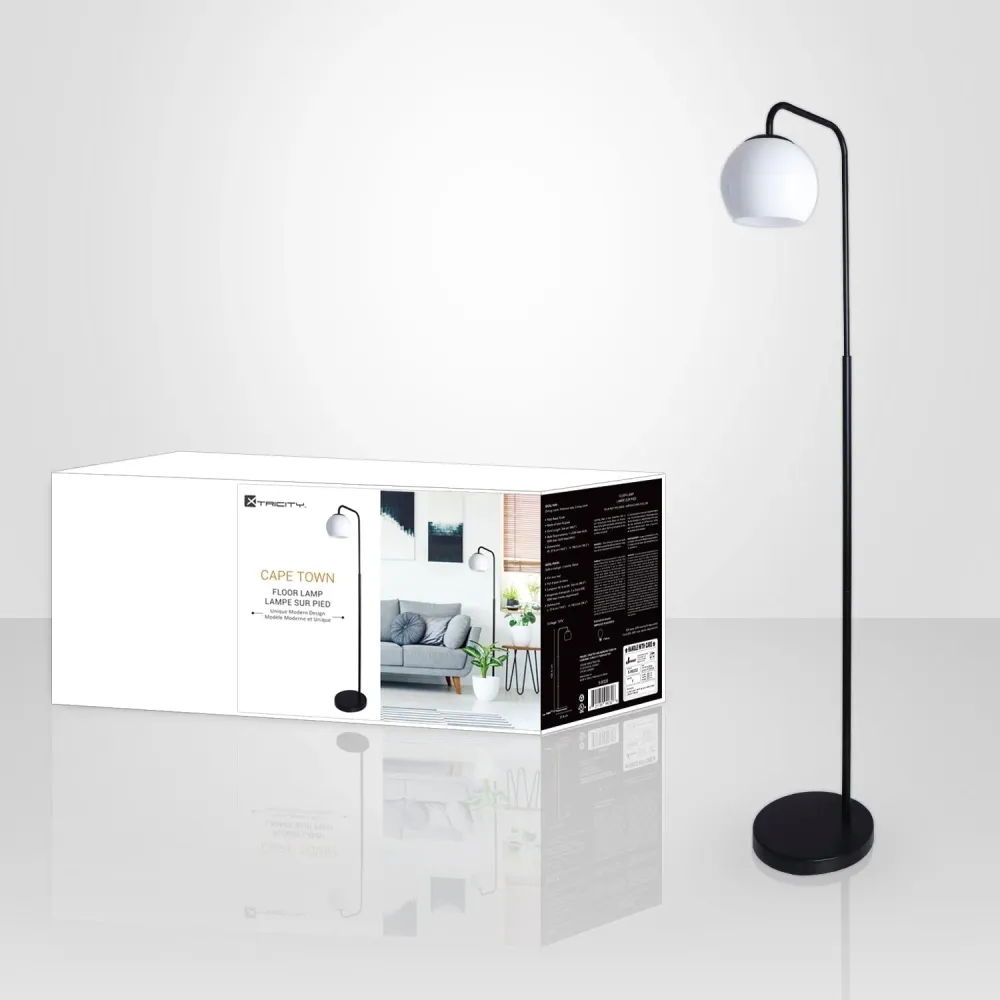 Xtricity - Lampe sur Pied, Hauteur de 59.2'', De la Collection Cape Town, Blanc et Noir