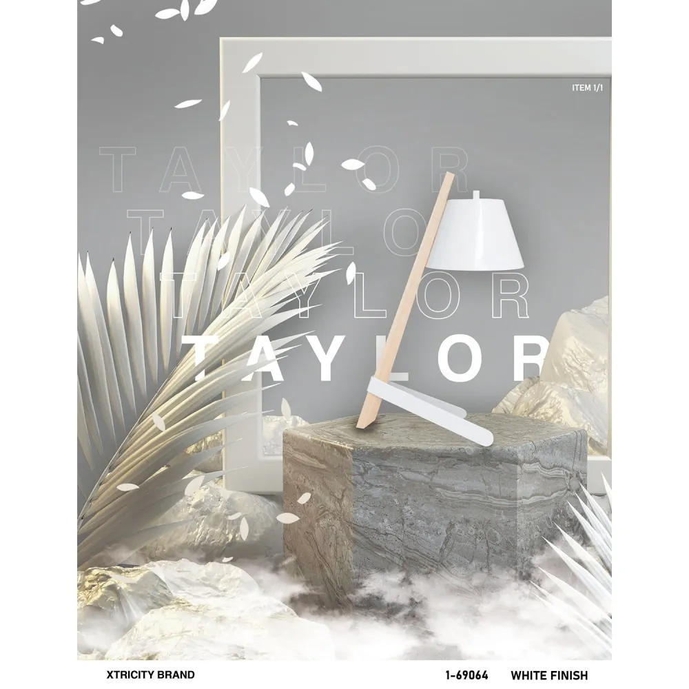 Xtricity - Lampe de Table Moderne, 9.84'' x 18.5'', De la Collection Taylor, Blanc