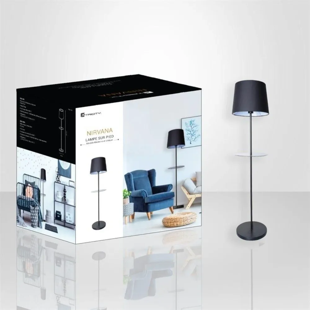 Xtricity - Lampe Torchère sur Pied, Hauteur de 4.25', de la Collection Nirvana, Noir