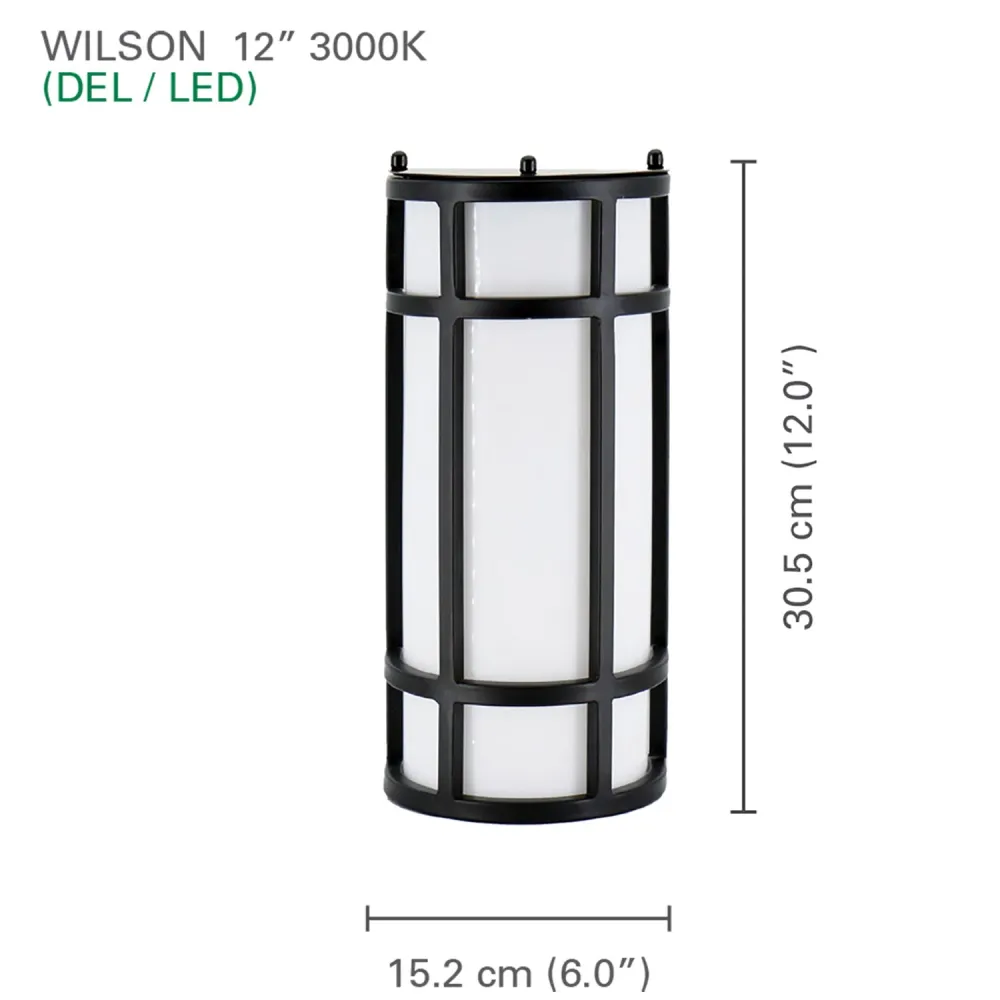 Xtricity - Luminaire Mural Extérieur avec DEL Intégrées, Hauteur de 12'', De la Collection Wilson, Noir