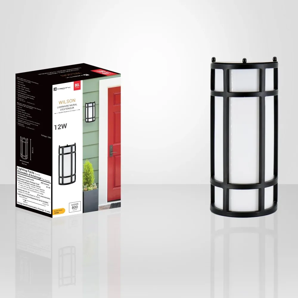 Xtricity - Luminaire Mural Extérieur avec DEL Intégrées, Hauteur de 12'', De la Collection Wilson, Noir