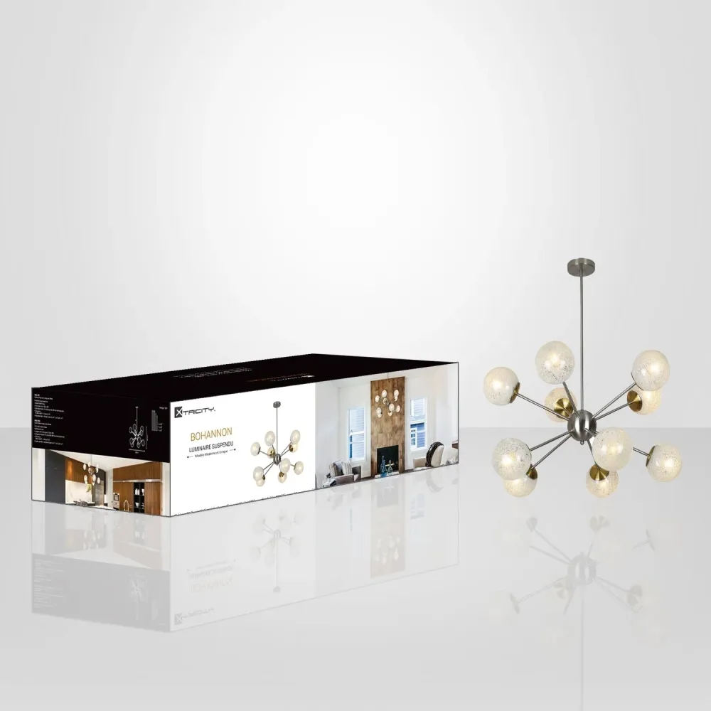 Xtricity - Luminaire Susendu à 10 Lumières, Largeur de 34.6'', De la Collection Bohannon, Argenté