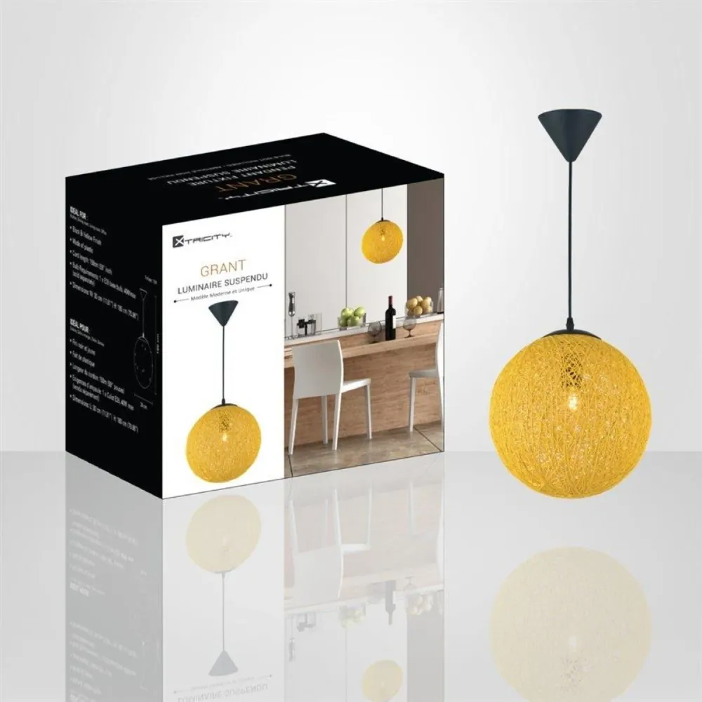 Xtricity - Luminaire Suspendu, Largeur de 11.81'', De la Collection Grant, Jaune