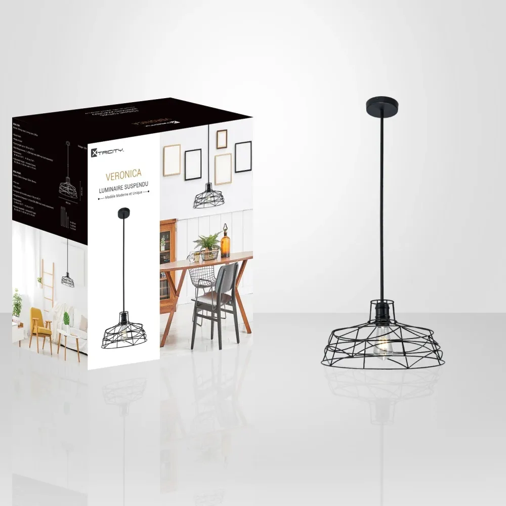 Xtricity - Luminaire Suspendu, Largeur de 15.7'', De la Collection Veronica, Noir