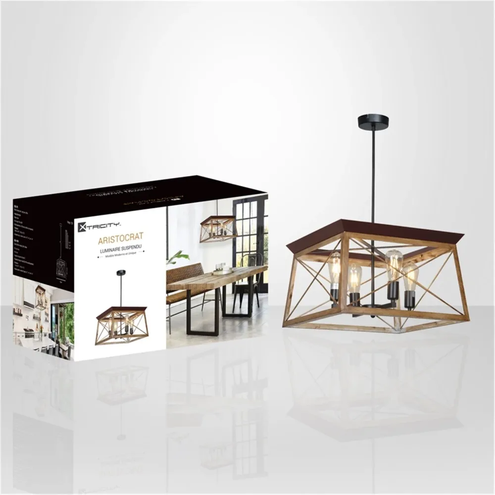 Xtricity - Luminaire Suspendu, Largeur de 19.7'', De la Collection Aristocrat, Noir et Marron