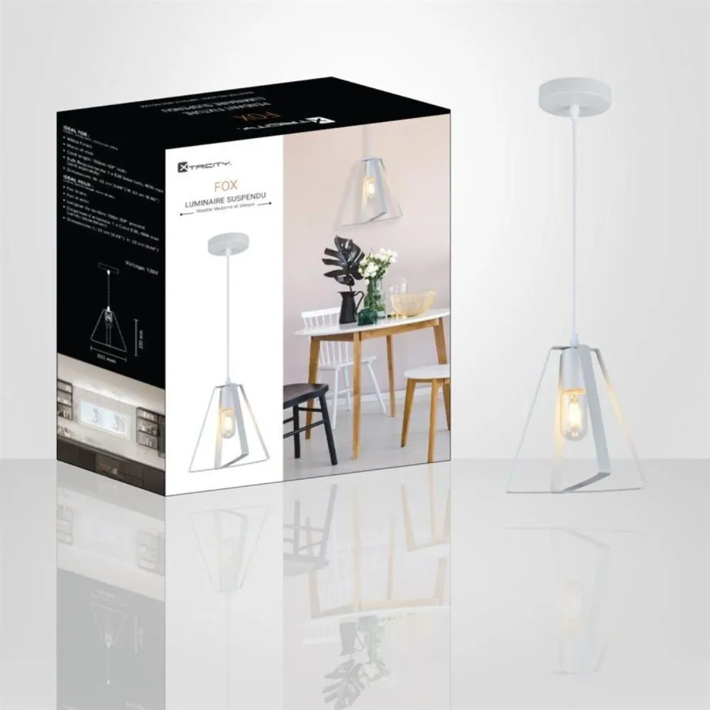 Xtricity - Luminaire Suspendu, Largeur de 8.66'', De la Collection Fox, Blanc