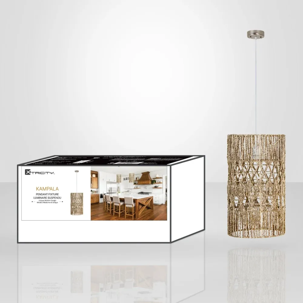 Xtricity - Luminaire Suspendu, Largeur de 9.84", De la Collection Kampala, Beige
