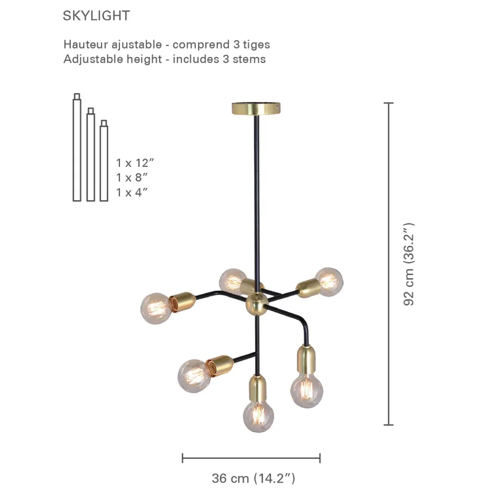 Xtricity - Luminaire Suspendu à 6 Lumières, Largeur de 14.2'', De la Collection Skylight, Doré