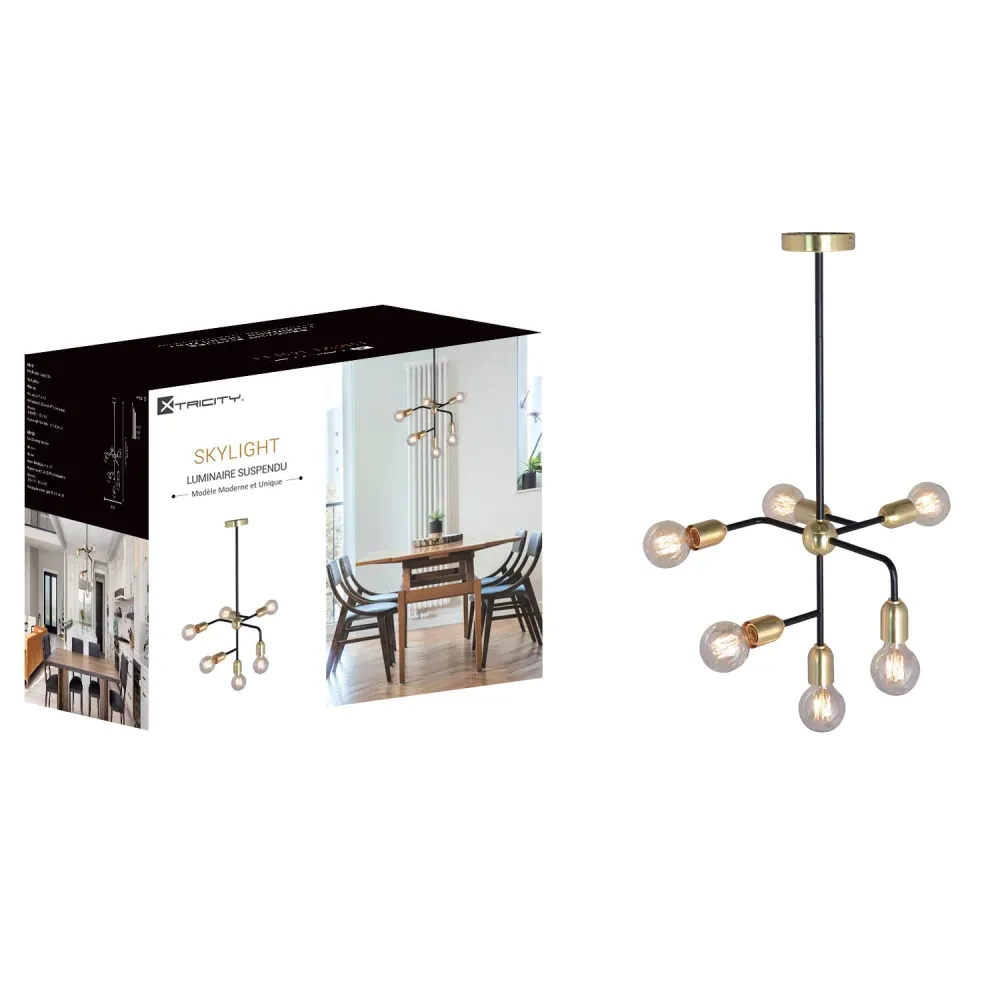 Xtricity - Luminaire Suspendu à 6 Lumières, Largeur de 14.2'', De la Collection Skylight, Doré