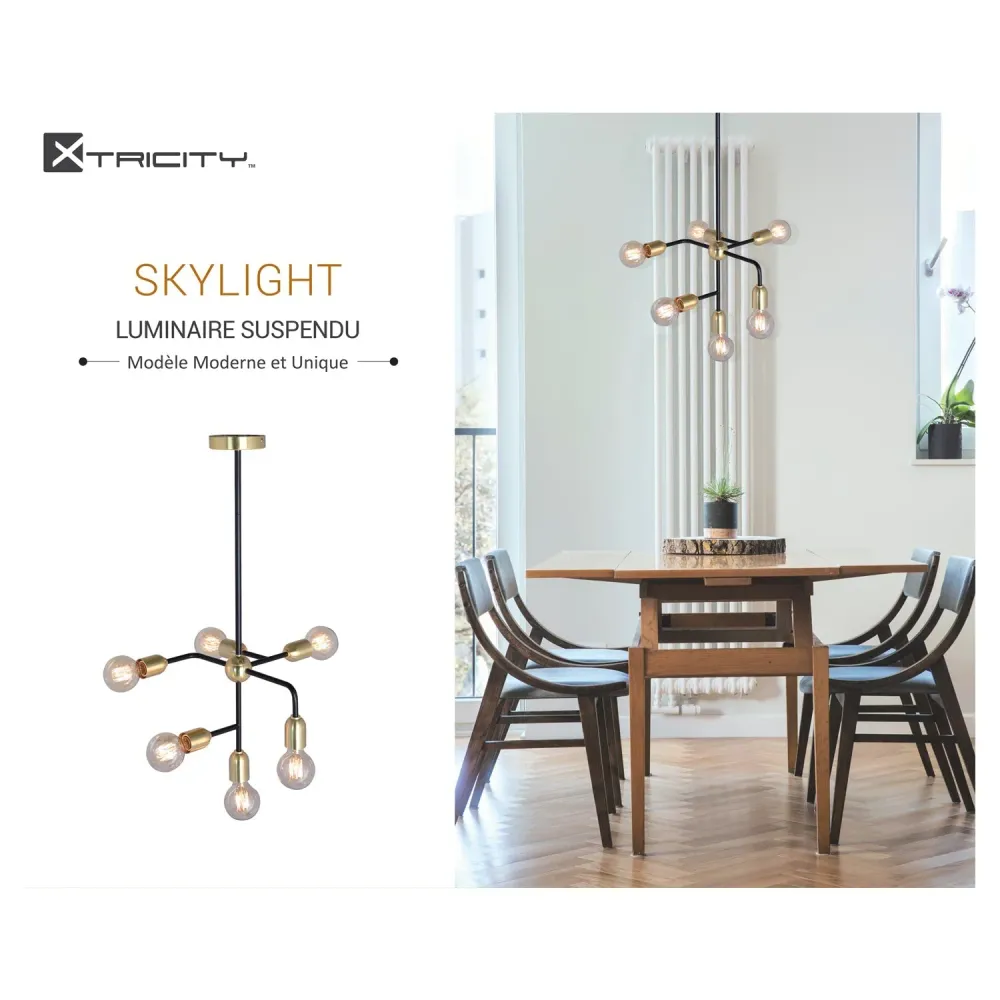Xtricity - Luminaire Suspendu à 6 Lumières, Largeur de 14.2'', De la Collection Skylight, Doré