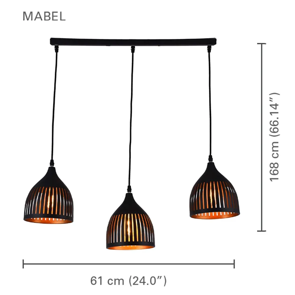 Xtricity - Luminaire Suspendu à 3 Lumières, Largeur de 24'', De la Collection Mabel, Noir
