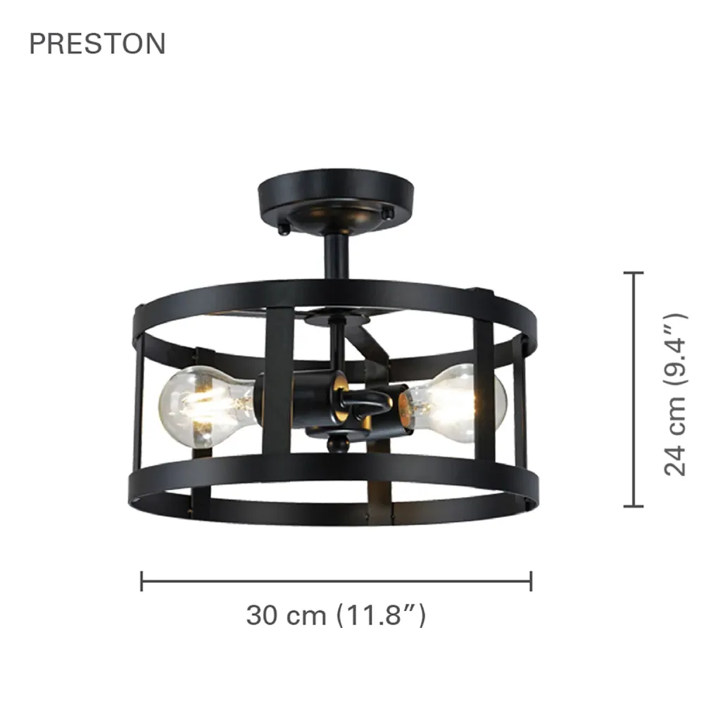 Xtricity - Plafonnier Décoratif à 2 Ampoules, Largeur de 11.8", De la Collection Preston, Noir