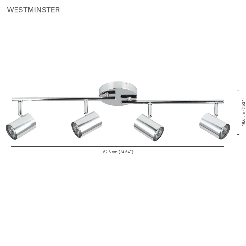 Xtricity - Plafonnier à 4 Têtes, Largeur de 24.64'', De la Collection Westminster, Chrome