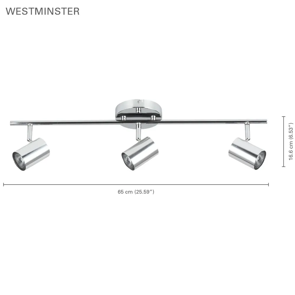 Xtricity - Plafonnier à 3 Têtes, Largeur de 25.59'', De la Collection Westminster, Chrome