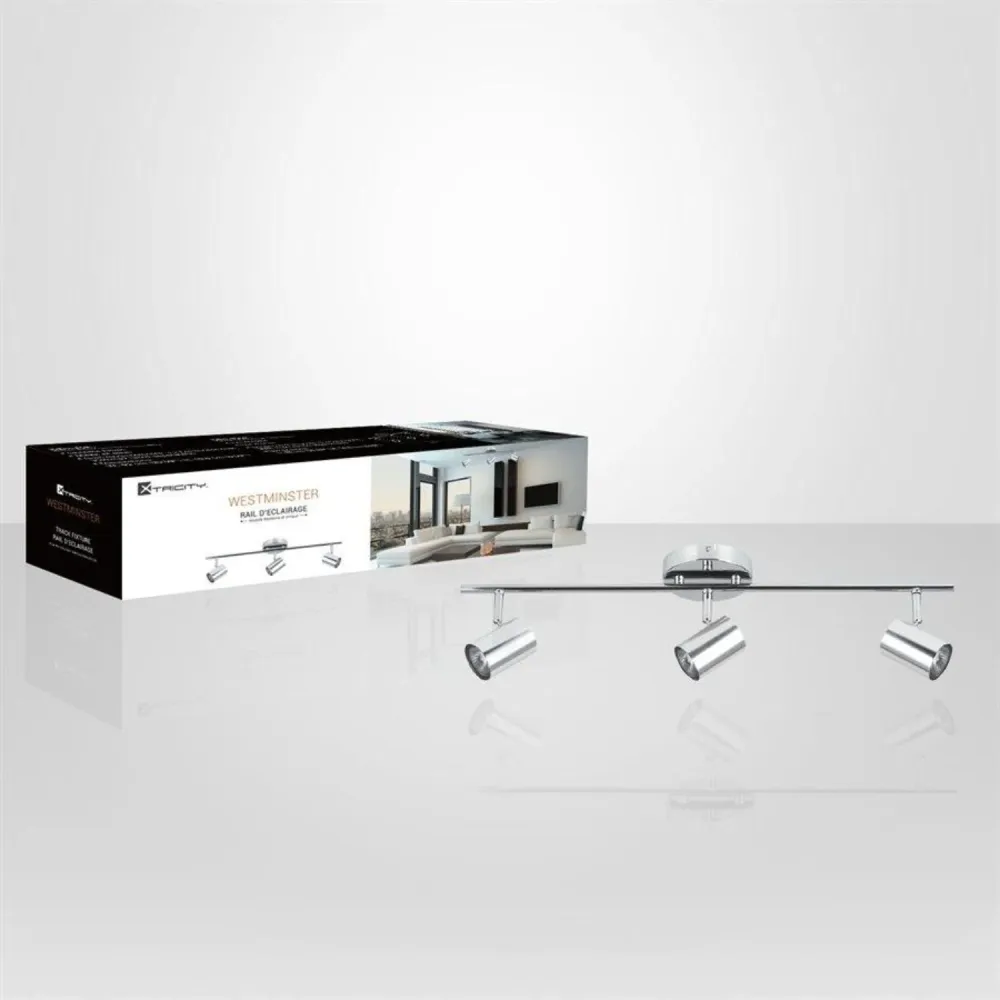 Xtricity - Plafonnier à 3 Têtes, Largeur de 25.59'', De la Collection Westminster, Chrome