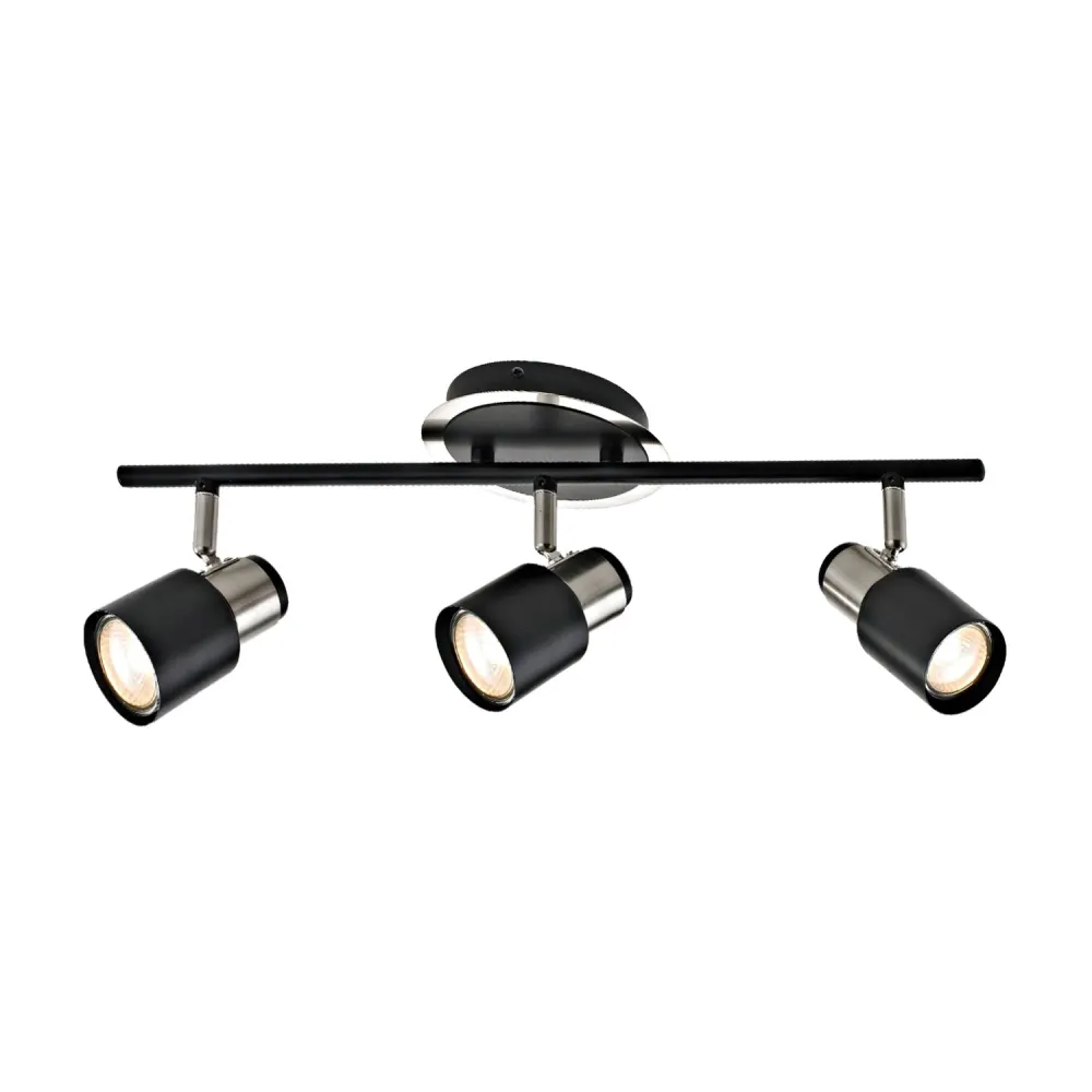 Xtricity - Rail d'éclairage à 3 Têtes, Largeur de 20.5'', De la Collection Harbour, Nickel Brossé et Noir