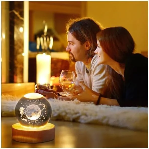 Boule de Cristal 3D Éclatante - Lampe de Table Unique yarabox