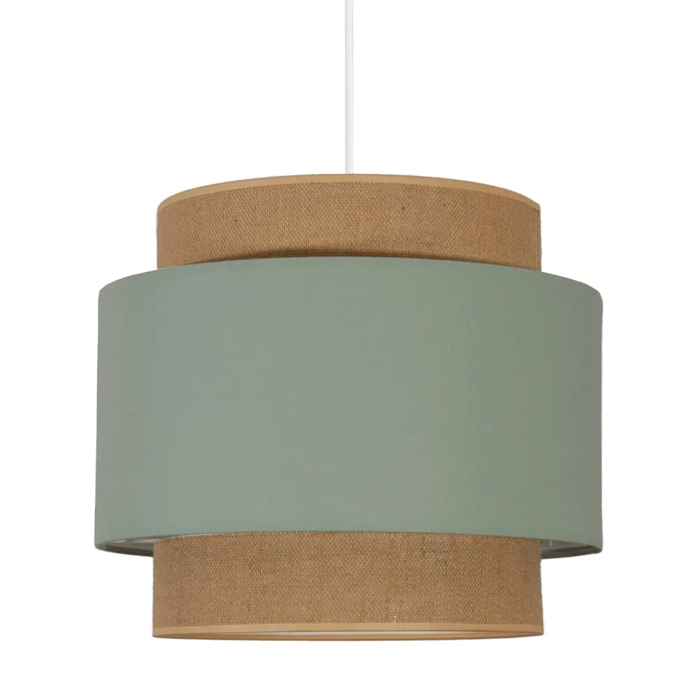 youngDECO® Lampe à suspendre Boho - Abat-jour en Tissu de coton en Sauge Ø 38 cm et hauteur 44 cm - Éclairage de Plafond c...