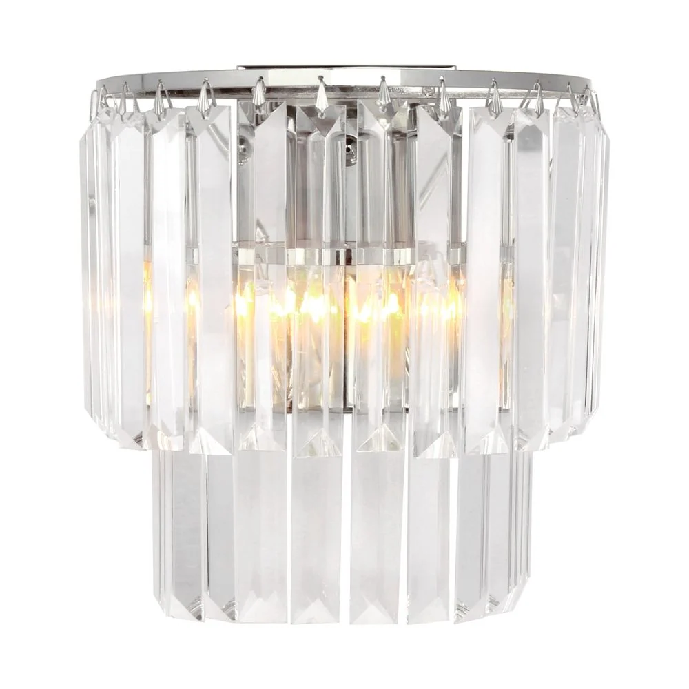 Applique murale Zumaline Amedeo 2L, culot E14, hauteur 25 cm Chrome