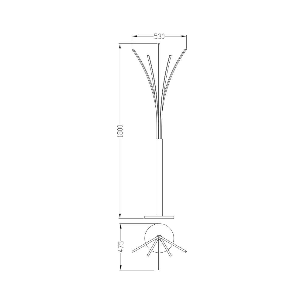 Lampadaire Zumaline Velden 1L LED 21W 3000K, H 180cm