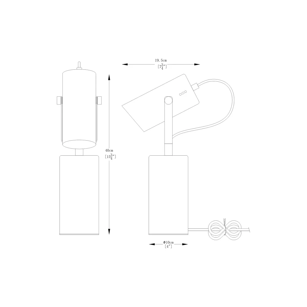 Lampe de lecture Zumaline Resi 1L, douille E27, métal, hauteur 40 cm Black