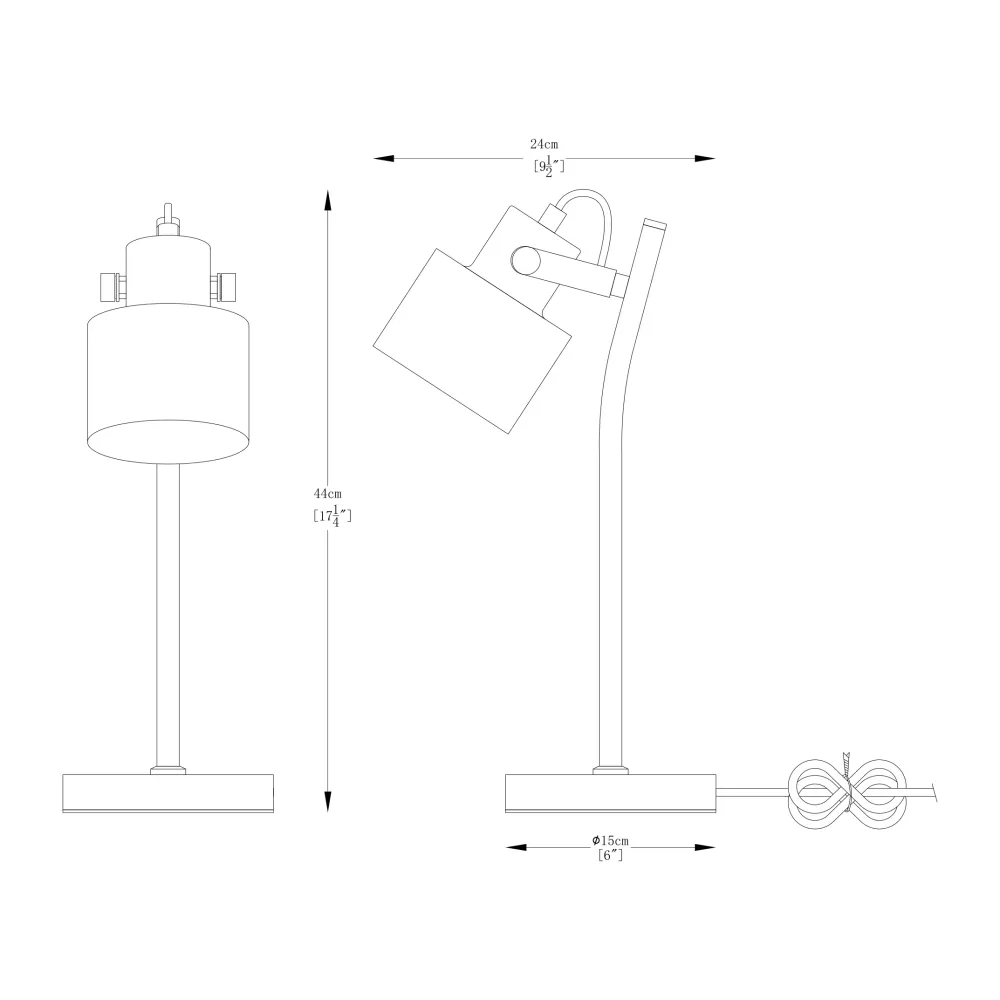 Lampe de table de lecture Zumaline Draco 1L, douille E27, métal, hauteur 44 cm Black