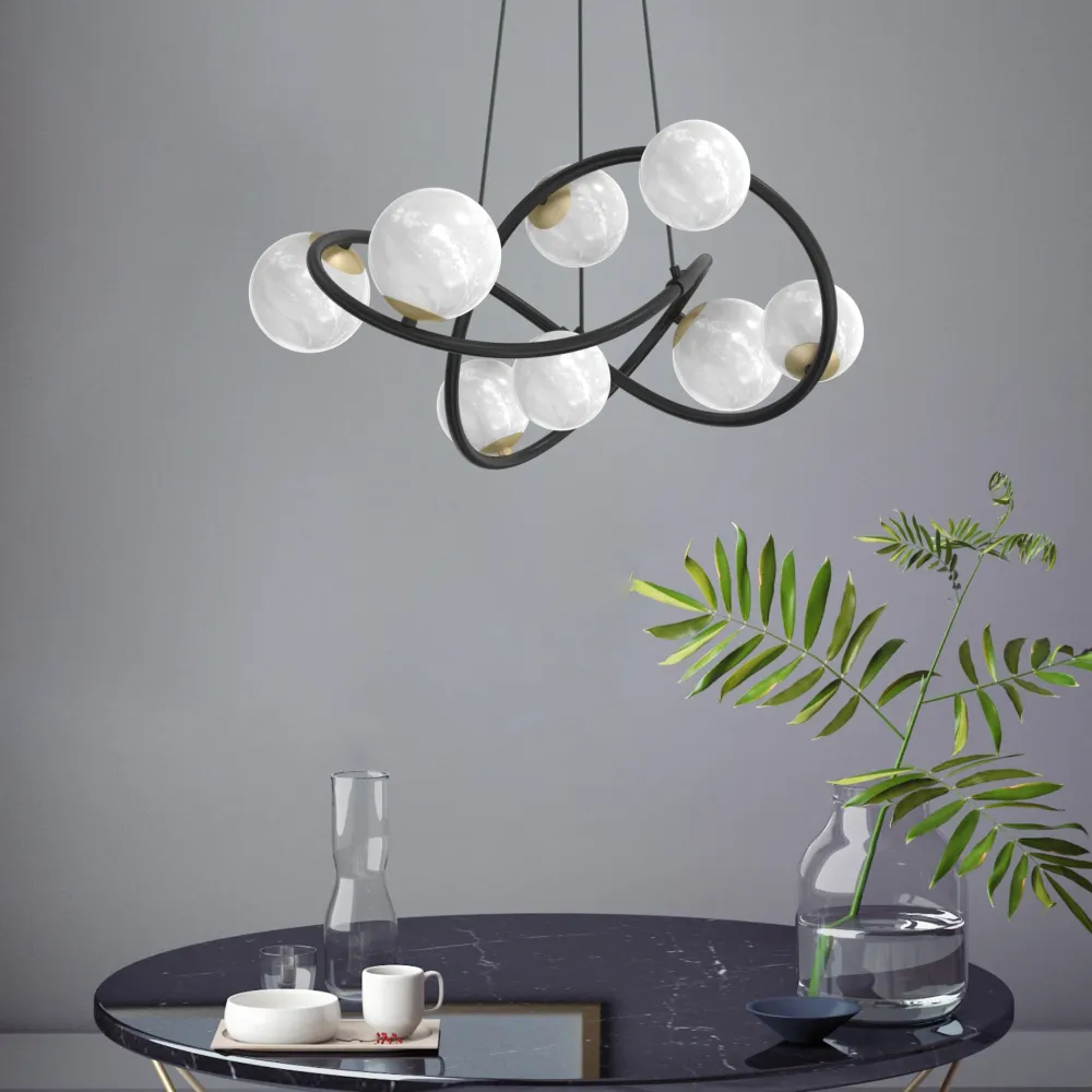 Lustre Zumaline Nisyro 8L, G9 noir D 65 cm