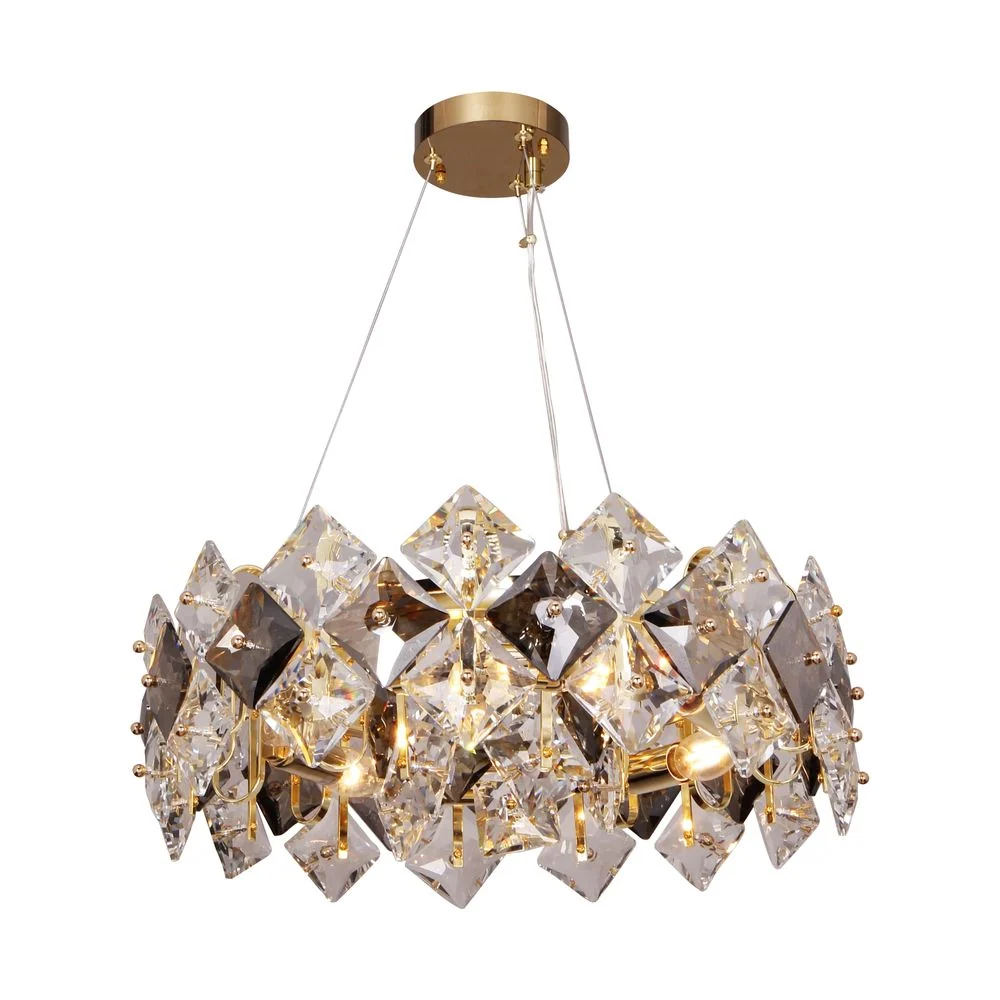 Lustre Zumaline Tiara 6L, douille E14, métal doré, diamètre 50 cm