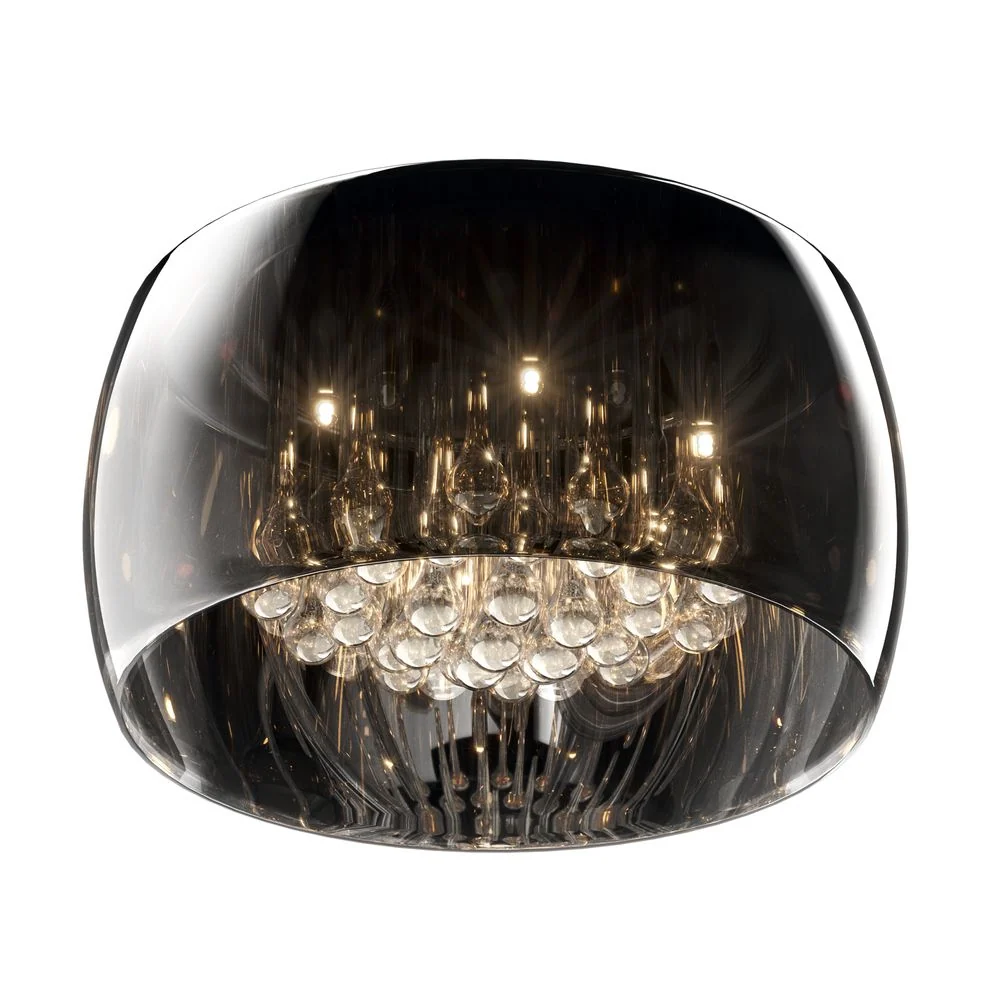 Plafonnier encastré Zumaline Crystal 5L, douille G9 chromée, diamètre 40 cm