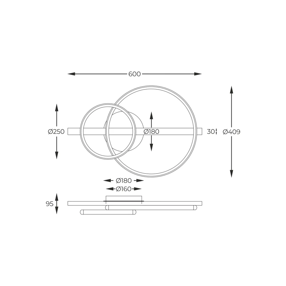 Plafonnier LED Zumaline Almeria 1L 17W 3000K métal