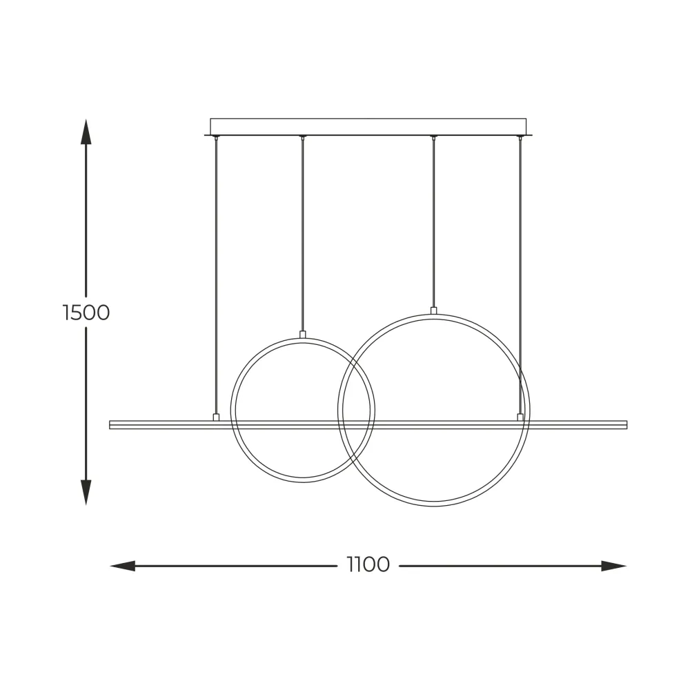 Suspension linéaire LED Zumaline Cholet 1L, largeur 110 cm