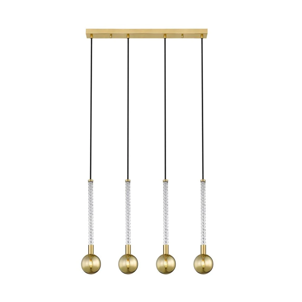 Suspension linéaire Zumaline Mida 4L, douille G9 en laiton, largeur 71 cm