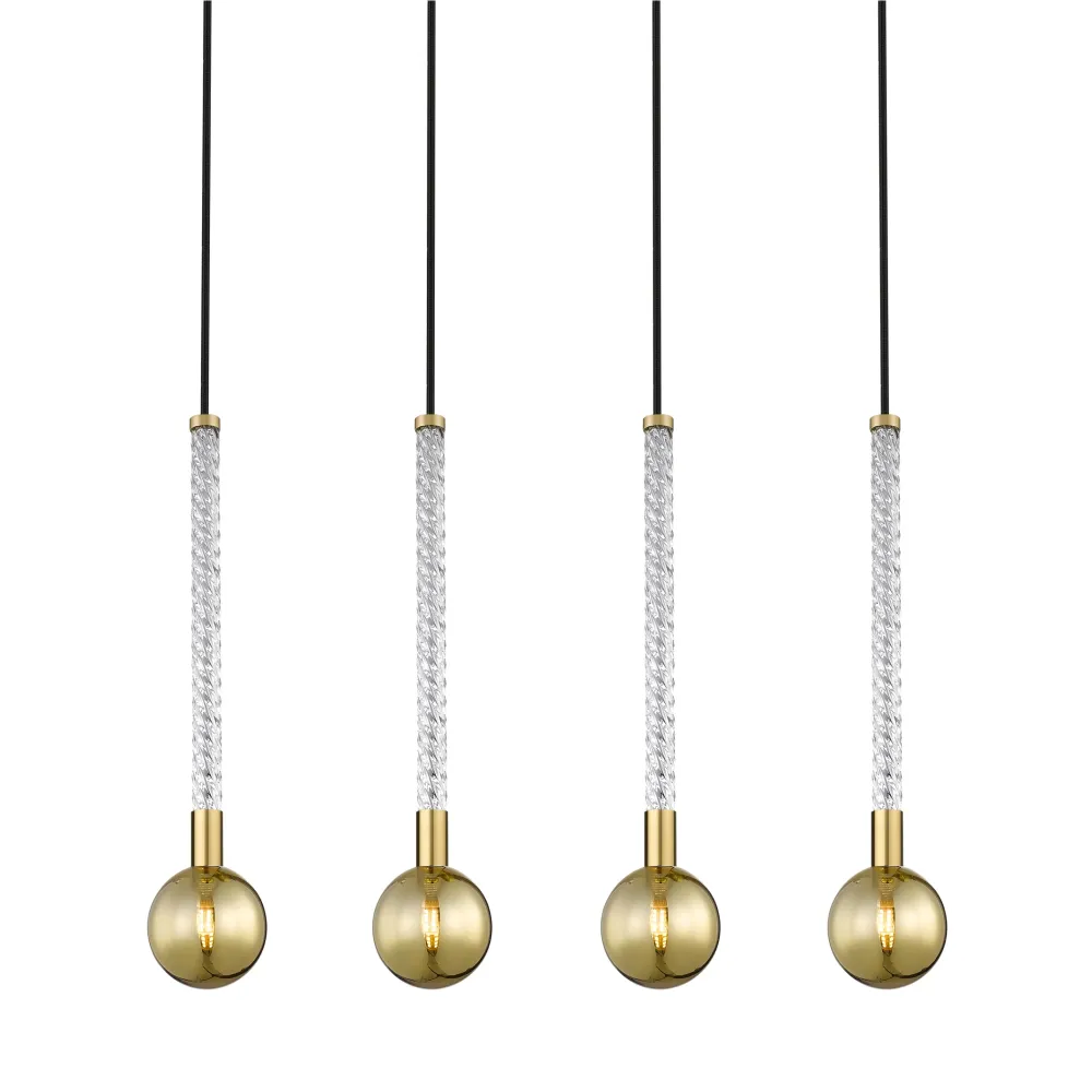 Suspension linéaire Zumaline Mida 4L, douille G9 en laiton, largeur 71 cm
