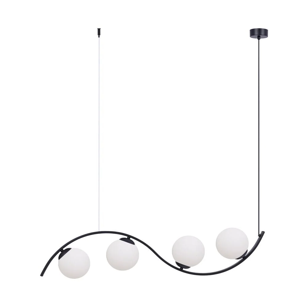 Suspension linéaire Zumaline Wave 4L, douille E14, largeur 100 cm