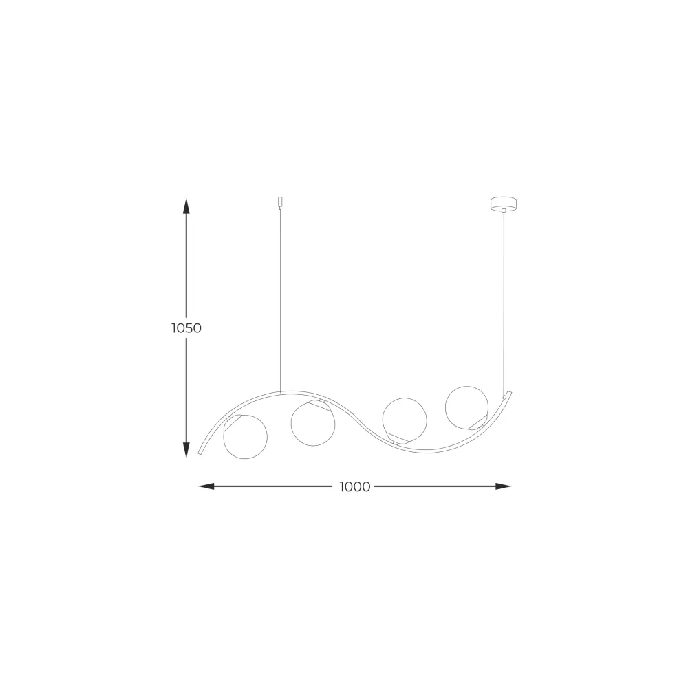 Suspension linéaire Zumaline Wave 4L, douille E14, largeur 100 cm