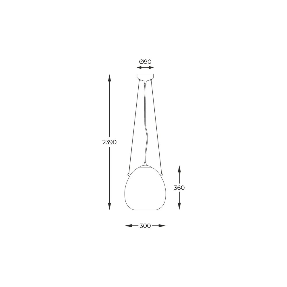 Suspension Zumaline Moon 1L, douille E27, longueur 30 cm