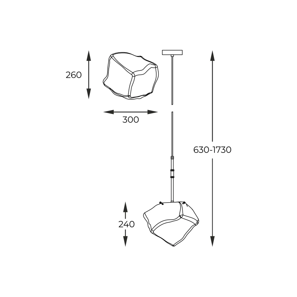 Suspension Zumaline Rock 1L E27, métal noir mat