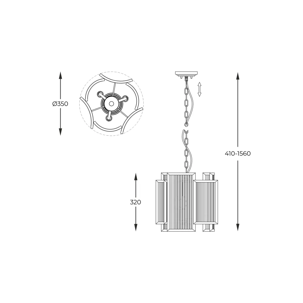 Suspension Zumaline Sergio 3L E14 en métal chromé/doré Chrome