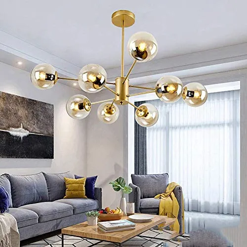 Sputnik Lustre 6 lumières Plafonnier Nordique Creative E27 Éclairage Pendant Globe En Verre Pendant La Lampe pour Chambre...