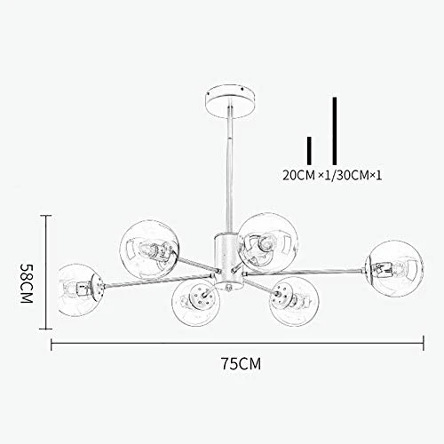 Sputnik Lustre 6 lumières Plafonnier Nordique Creative E27 Éclairage Pendant Globe En Verre Pendant La Lampe pour Chambre...