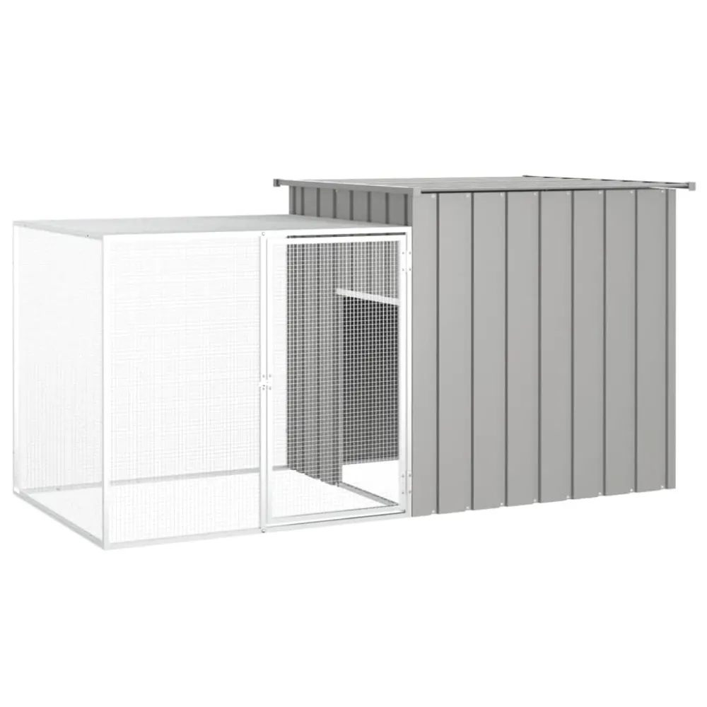 Clapier 200 x 91 x 100 cm acier galvanisé gris 02_0041946 avec Joint d'Étanchéité Inclus