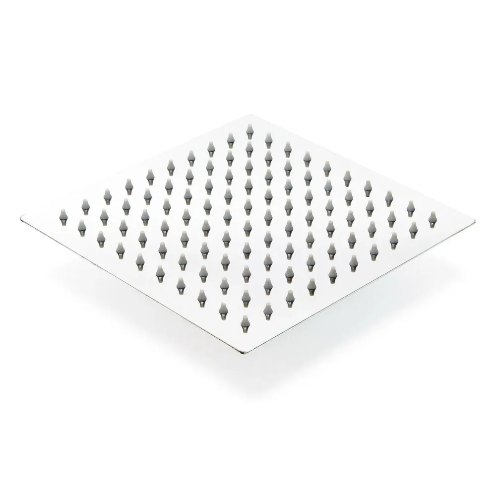 Pommeau de douche carré pomme jet de pluie tête douche 25 x 25 cm acier inoxydable 16_0000626 (Modèle à double commande)
