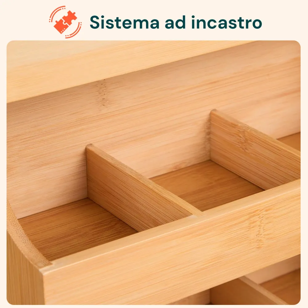 Professionnel Haute Résistance Organizer Multiuso Legno di Bambù – 9 Scomparti con Design Stabile