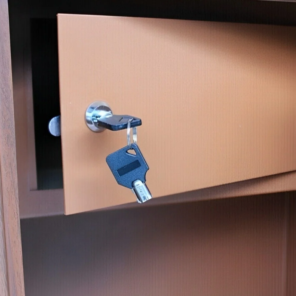 Armadio portafucili sicurezza 5 posti effetto legno con tesoretto chiusura sei mandate e ancoraggio robusto (Classe 0)