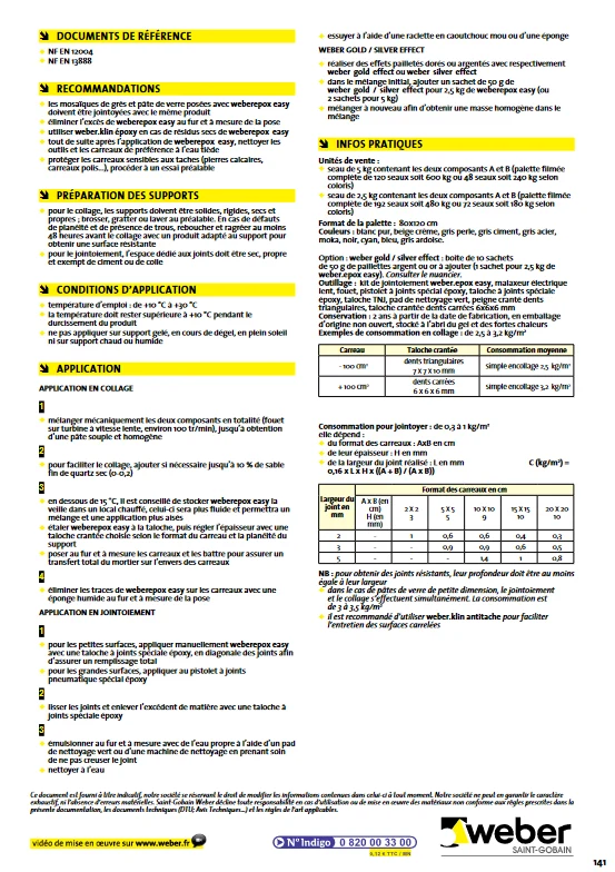 Adhésif pour métal WEBERPOX EASY- Mortier Colle De Jointement blanc pur E06 - 5 kg