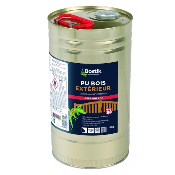 Colle polyuréthane BOIS EXTÉRIEUR - fût 5 Kg - BOSTIK avec applicateur inclus