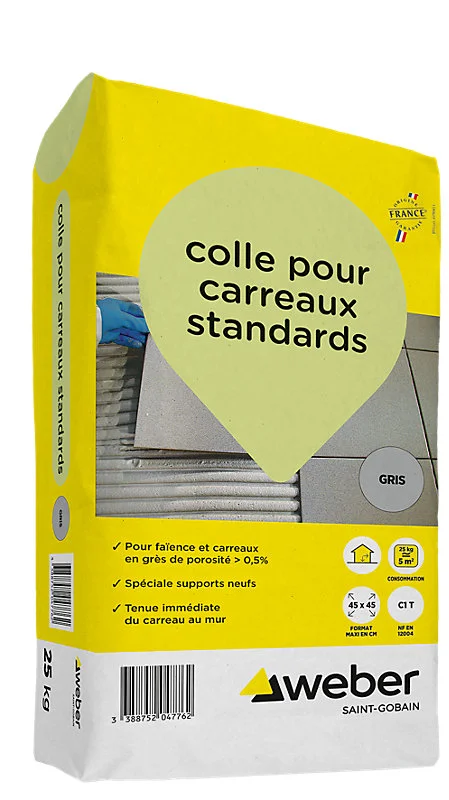 Colle polyuréthane Colle pour carreaux standards gris Weber 25kg